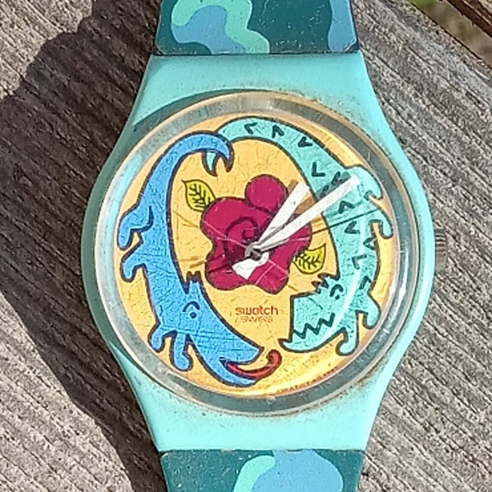 SWATCH WATCH CAYMAN GN137 by LOUISE GIBB - 1994 NEED BATTTERY